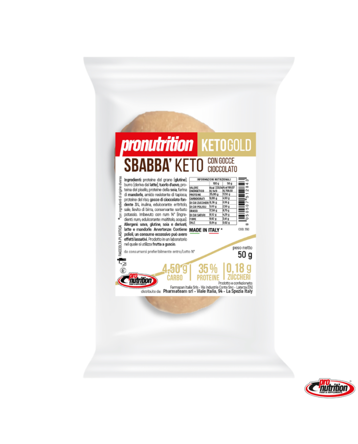 Pro Nutrition Sbabbà Keto con gocce di cioccolato 50gr Pro Nutrition Sbabbà Keto con gocce di cioccolato 50gr