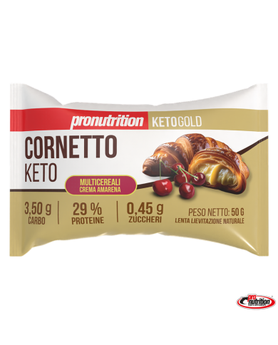 Pro Nutrition Cornetto Keto Multicereali Crema Pasticcera e Amarena 50 gr Pro Nutrition Cornetto Keto Multicereali Crema Pasticcera e Amarena 50 gr