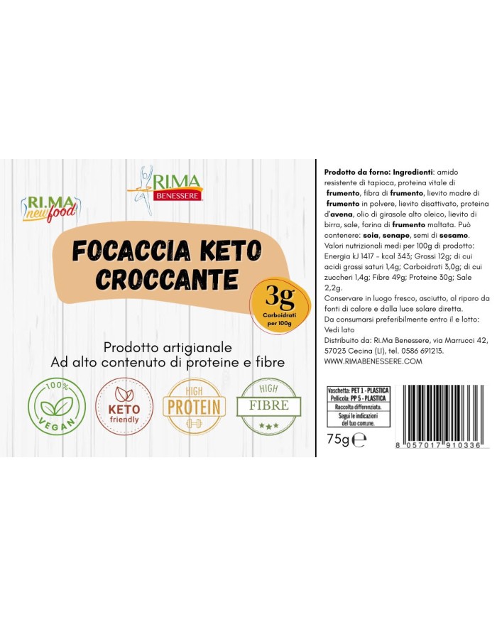 Rima Focaccia Keto Croccante 75g