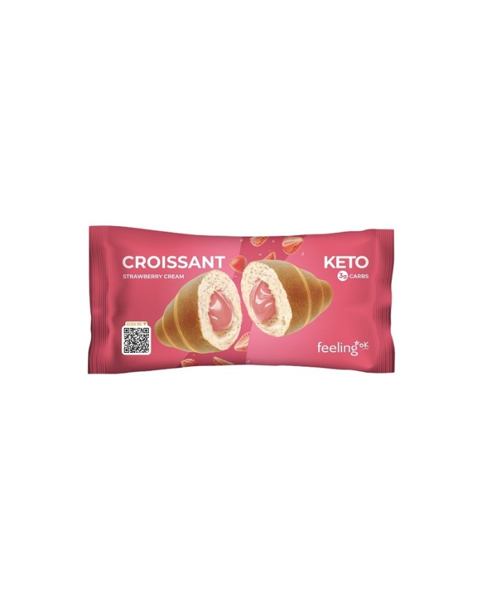 Feeling Ok Croissant ripieno di crema alla fragola +protein 65 gr Feeling Ok Croissant ripieno di crema alla fragola +protein 65 gr